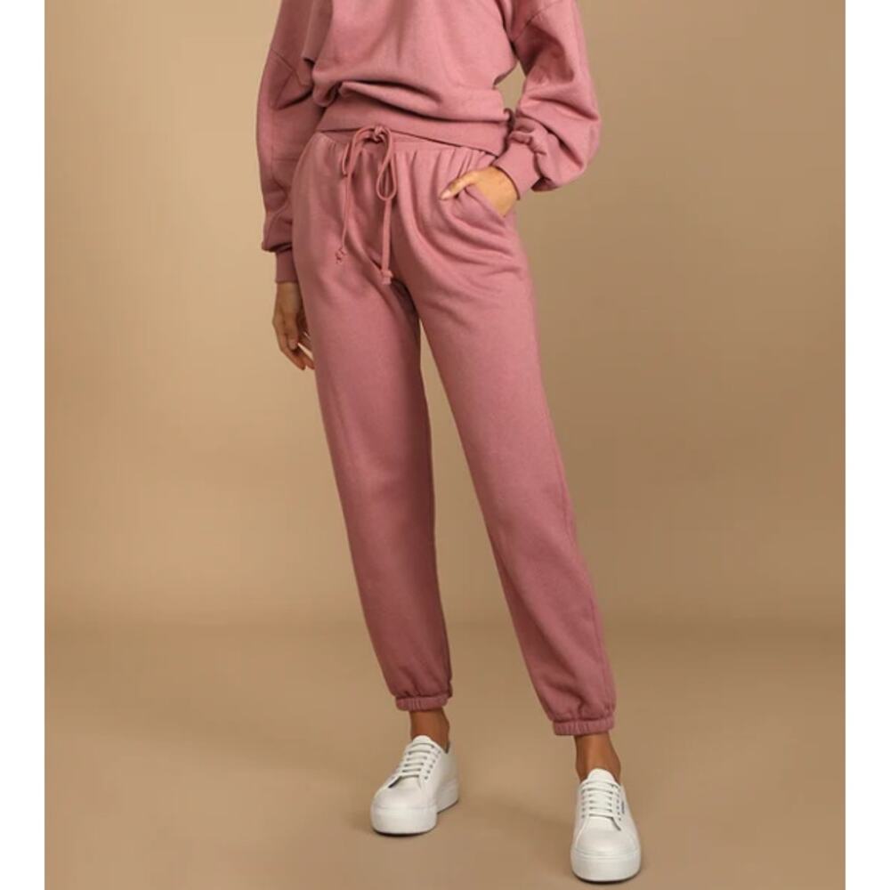 NWT Lulu's Boat House Drawstring Jogger Sweatpants in Mauve Pink